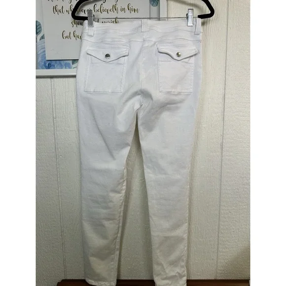 Anatomie White Denim Skinny Cargo Pants Women's Small Side/Back Pockets Snap On. - Picture 6 of 7